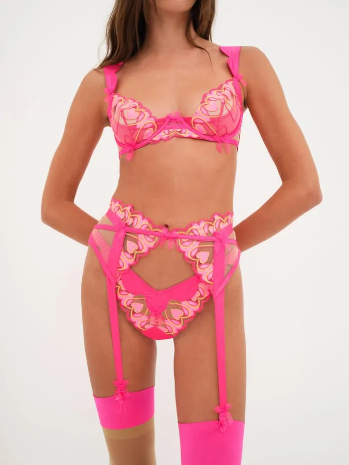 Women Lingerie For Love and Lemons Graphic Hearts Bra Pink