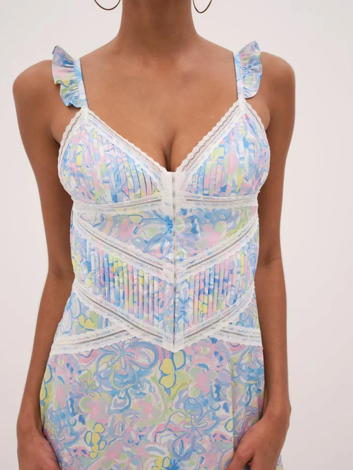 Women Lingerie For Love and Lemons Midsummer Floral Slip Dress Blue Women Lingerie For Love and Lemons Midsummer Floral Slip Dress Blue