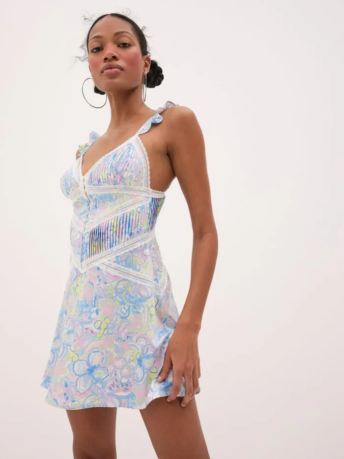 Women Lingerie For Love and Lemons Midsummer Floral Slip Dress Blue Women Lingerie For Love and Lemons Midsummer Floral Slip Dress Blue