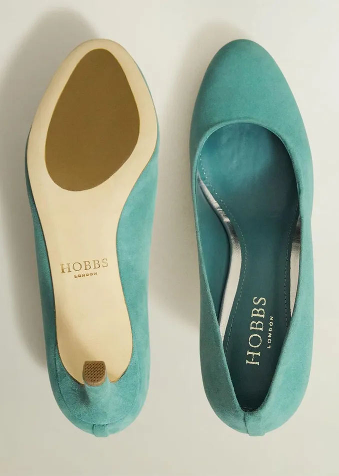 Women Lizzie Suede Court Shoes Deep Aqua Green Hobbs Court Shoes