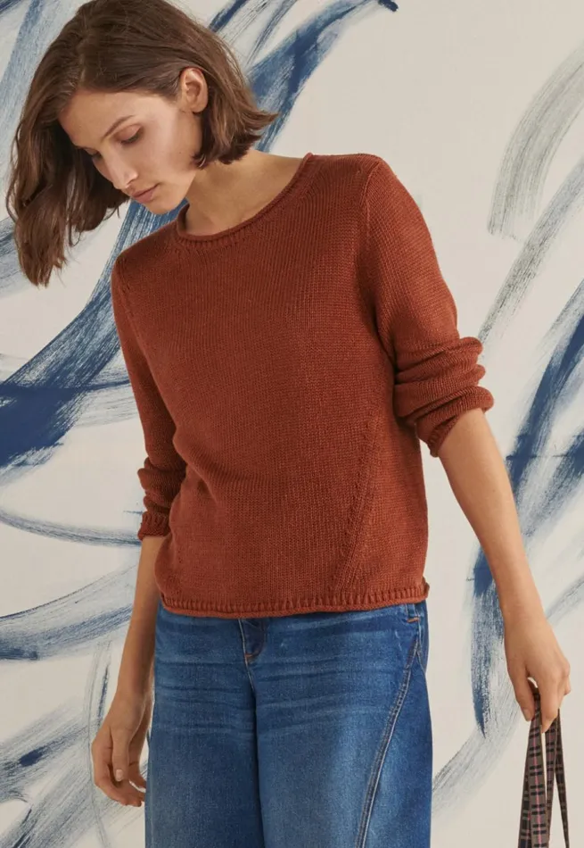 Women Longsleeve Sweater Brown Chilli Poetry Fashion Sweaters