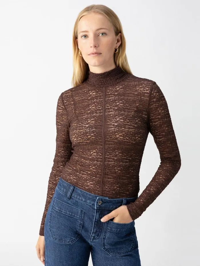 Women Long Sleeve Textured Mock Neck Top Brown Sugar Sanctuary Clothing Tees and Tops Women Long Sleeve Textured Mock Neck Top Brown Sugar Sanctuary Clothing Tees and Tops