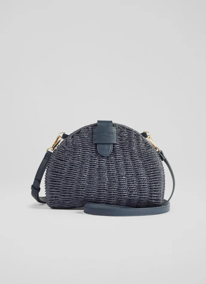 Women Lorena Navy Wicker Shoulder Bag LKBennett CrossBody Bags