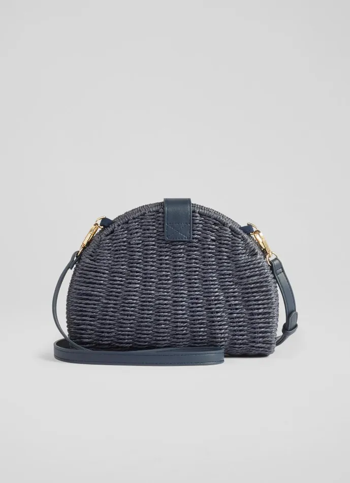 Women Lorena Navy Wicker Shoulder Bag LKBennett CrossBody Bags Women Lorena Navy Wicker Shoulder Bag LKBennett CrossBody Bags