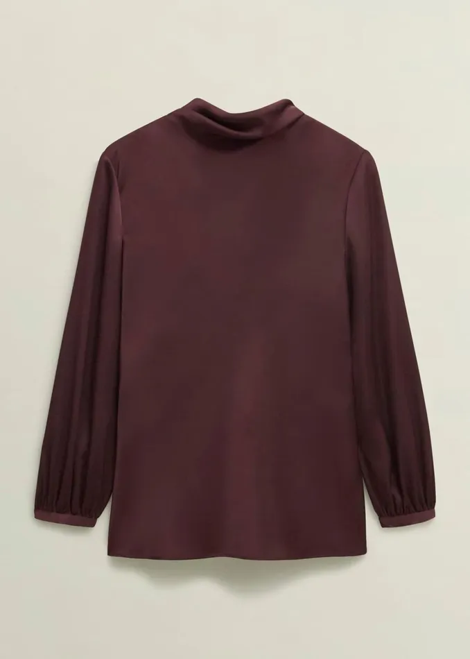 Women Lulworth Satin Blouse Cocoa Brown Hobbs Tops