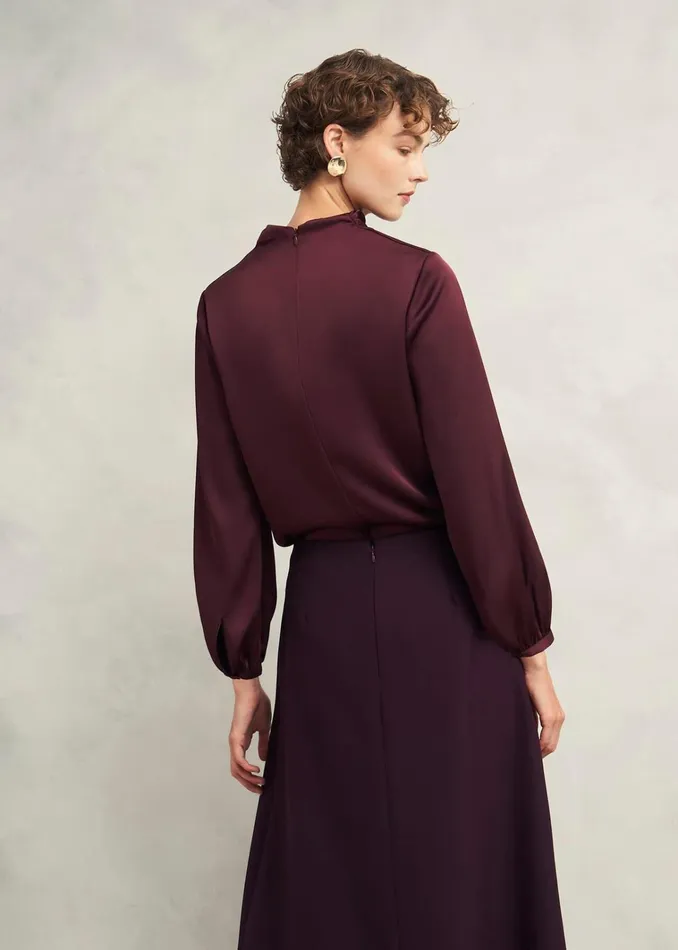 Women Lulworth Satin Blouse Cocoa Brown Hobbs Tops