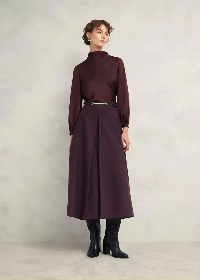Women Lulworth Satin Blouse Cocoa Brown Hobbs Tops