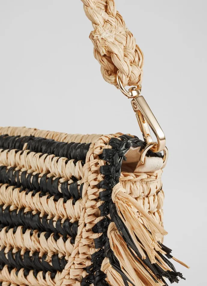 Women Luna Natural And Black Raffia Fringed Bag LKBennett Clutch Bags Women Luna Natural And Black Raffia Fringed Bag LKBennett Clutch Bags
