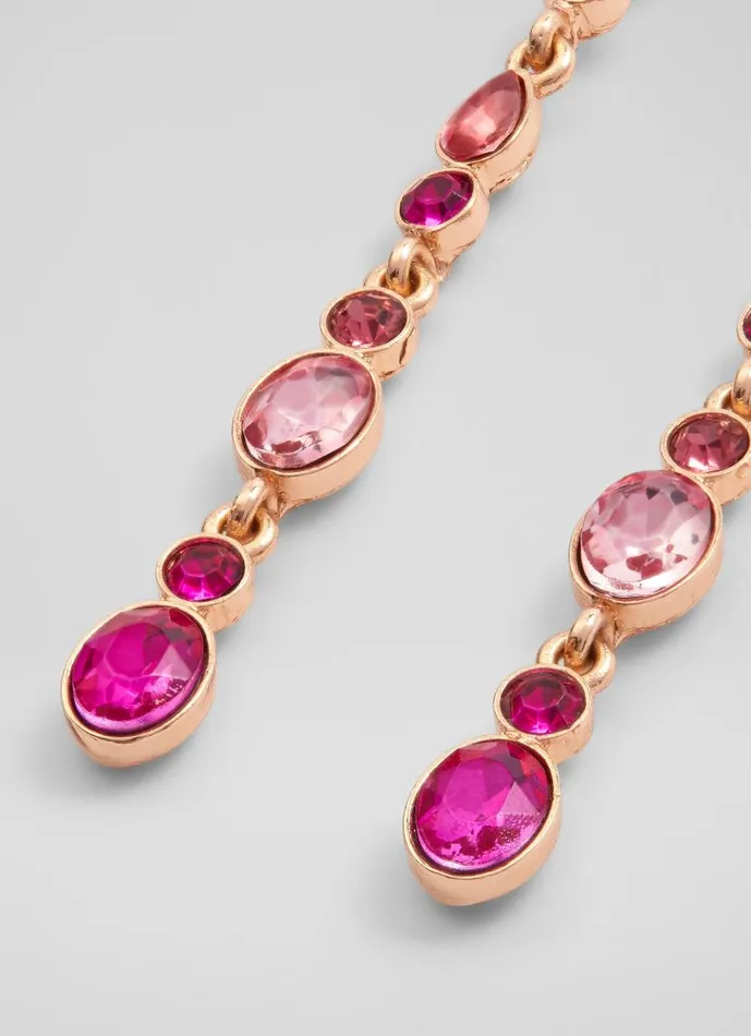 Women Mabel Pink Crystal Long Drop Earrings LKBennett Jewellery Women Mabel Pink Crystal Long Drop Earrings LKBennett Jewellery