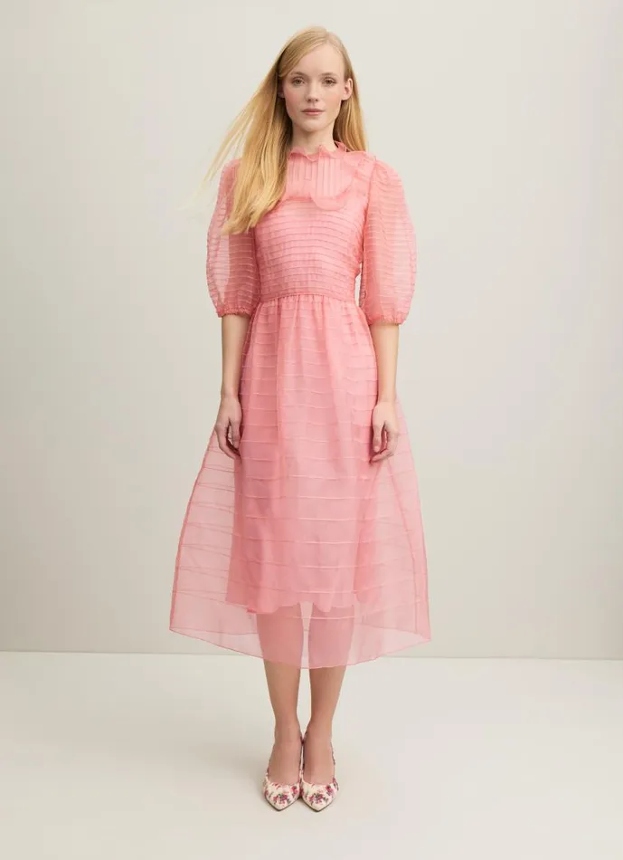 Women Maddie Pink Silk Organza Dress Old Rose LKBennett Dresses Women Maddie Pink Silk Organza Dress Old Rose LKBennett Dresses