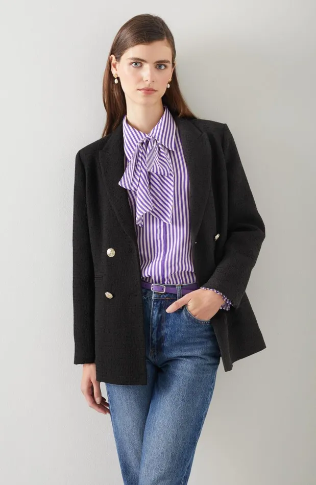 Women Mariner Black Tweed Double Breasted Tailored Jacket Black LKBennett Coats and Jackets Women Mariner Black Tweed Double Breasted Tailored Jacket Black LKBennett Coats and Jackets