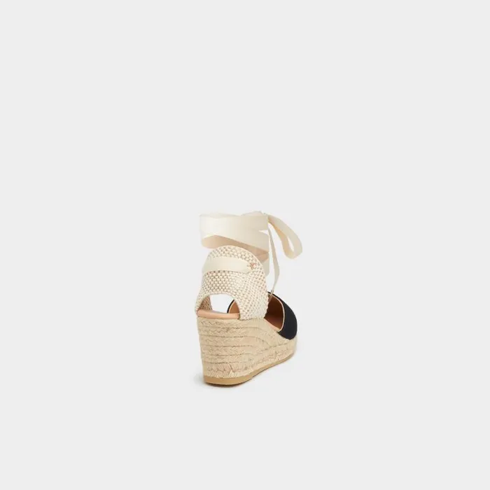 Women Maureene Black Canvas Espadrille Wedges Black LKBennett Sandals Women Maureene Black Canvas Espadrille Wedges Black LKBennett Sandals