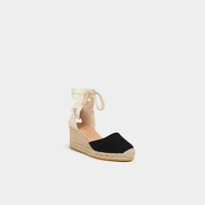Women Maureene Black Canvas Espadrille Wedges Black LKBennett Sandals Women Maureene Black Canvas Espadrille Wedges Black LKBennett Sandals