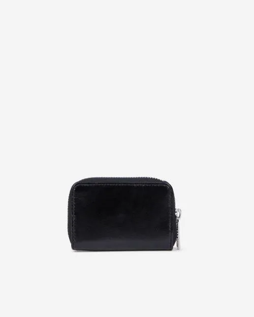WomenMen Small Leather Goods The Kooples Black Leather Blazon Coin Purse Black