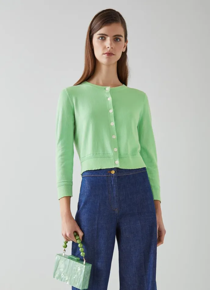 Women Michelle Green Organic Cotton Cardigan Green LKBennett Knitwear