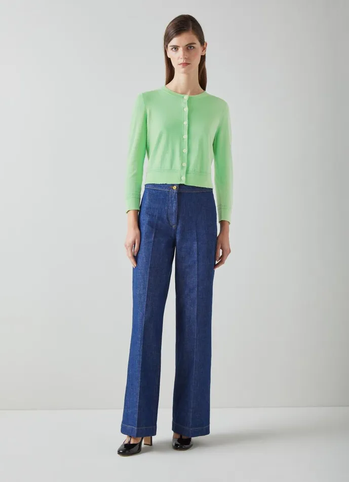 Women Michelle Green Organic Cotton Cardigan Green LKBennett Knitwear Women Michelle Green Organic Cotton Cardigan Green LKBennett Knitwear