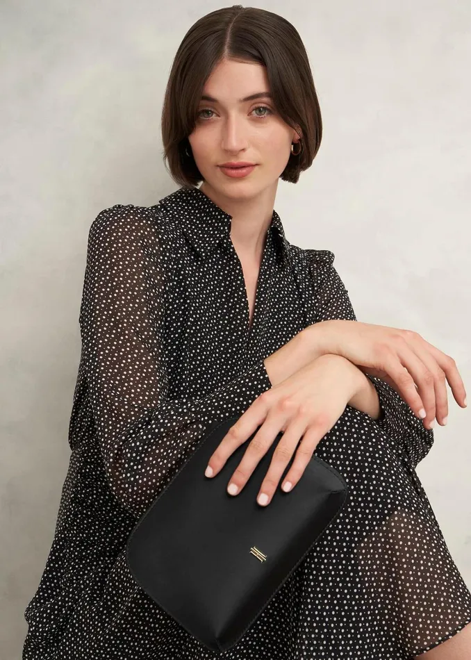 Women Milan Satin Clutch Bag Black Hobbs Bags