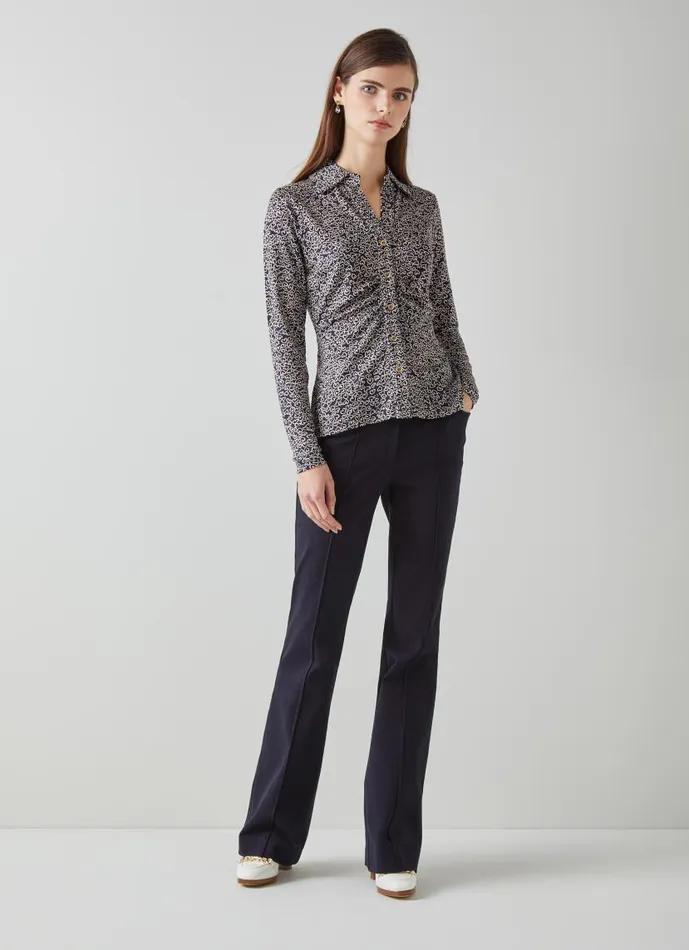 Women Molly Navy And Ivory Floral Print Jersey Top Navy LKBennett Tops Women Molly Navy And Ivory Floral Print Jersey Top Navy LKBennett Tops
