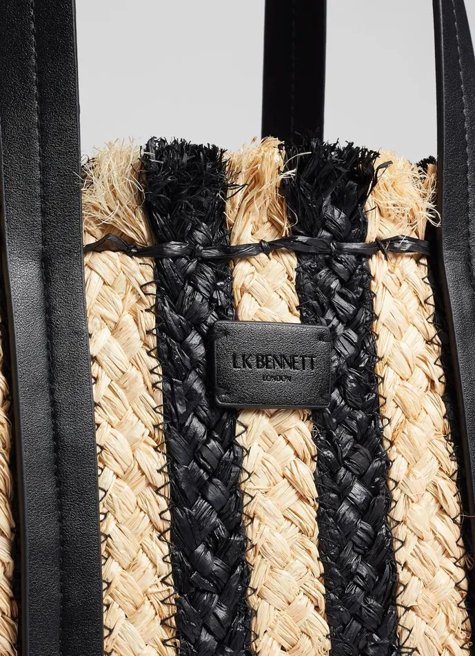Women Nala Black And Natural Striped Raffia Tote Bag LKBennett Tote Bags Women Nala Black And Natural Striped Raffia Tote Bag LKBennett Tote Bags