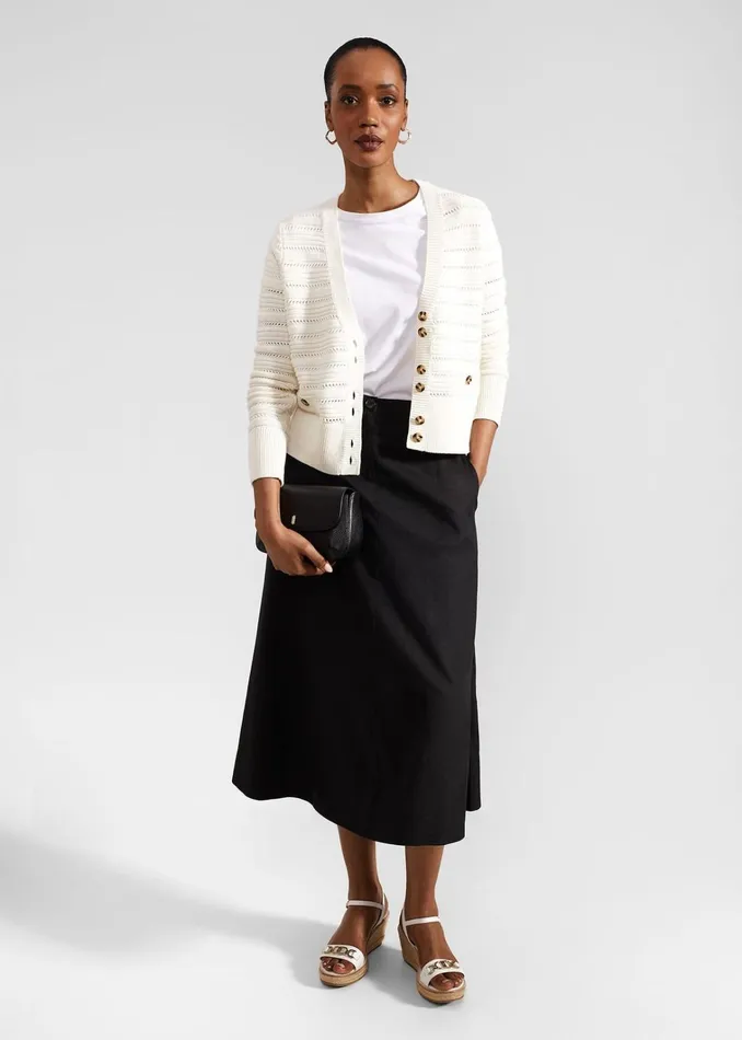 Women Naomi Cotton Cardigan Ivory Hobbs Jumpers and Cardigans