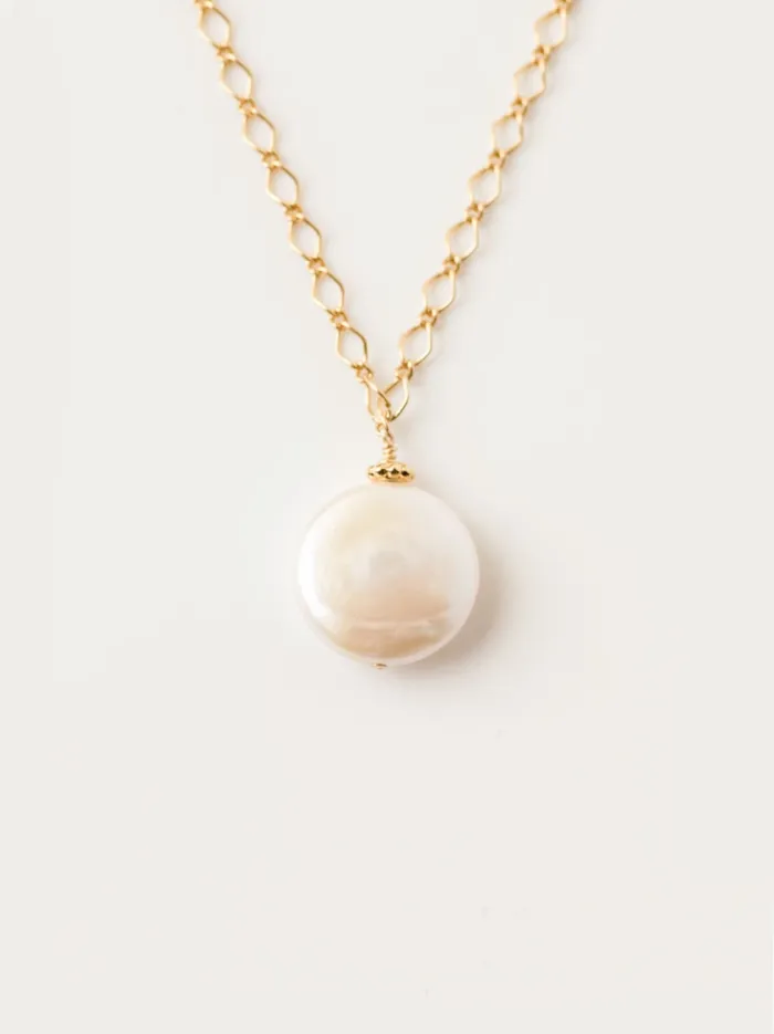 Women Necklaces Able Coin Pearl Pendant Necklace 14k GoldfilledPearl