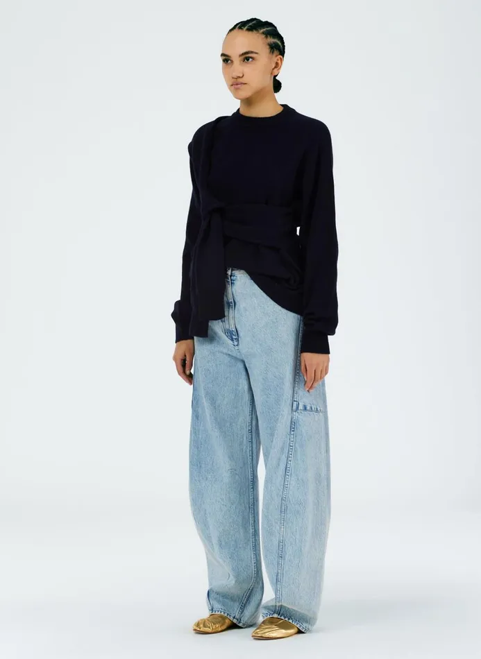 Women Pants and Shorts Tibi Acid Iceberg Denim Sid Jean 8211 Regular Acid Iceberg Blue