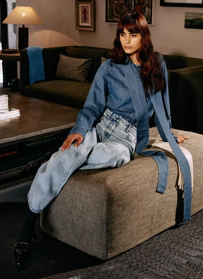Women Pants and Shorts Tibi Acid Iceberg Denim Sid Jean 8211 Regular Acid Iceberg Blue
