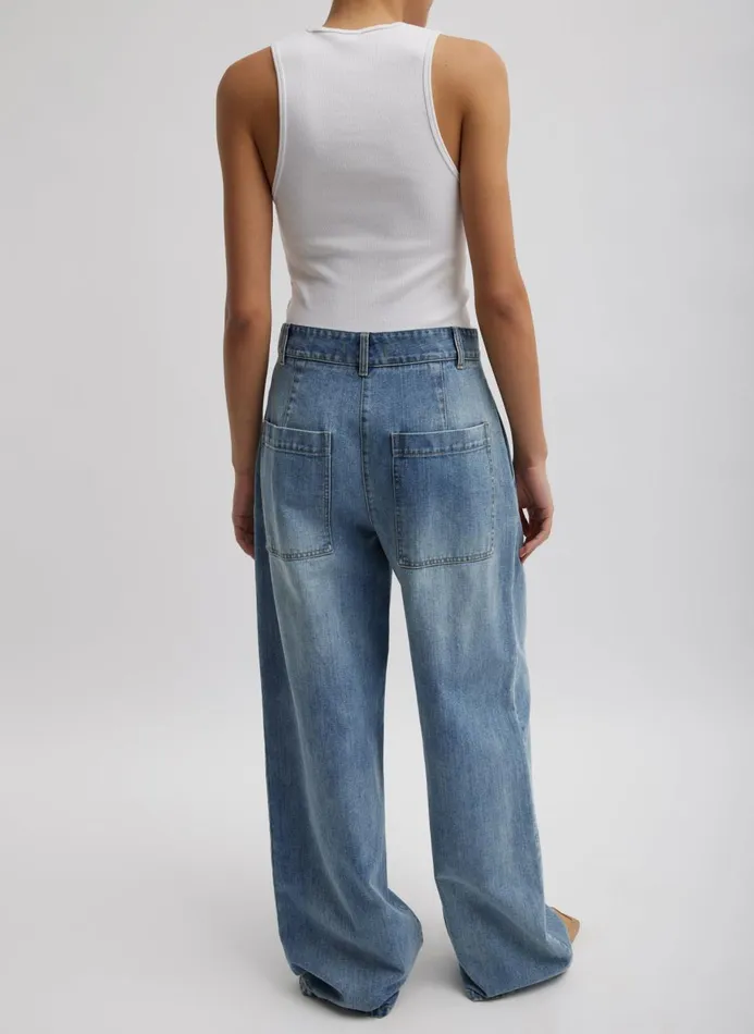 Women Pants and Shorts Tibi Classic Wash Stella Jean Classic Blue