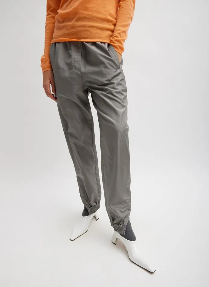 Women Pants and Shorts Tibi Crispy Nylon Kat Jogger Grey