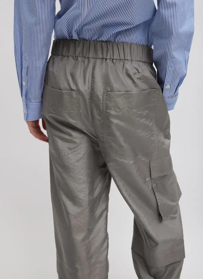 Women Pants and Shorts Tibi Crispy Nylon Wilt Pull On Jogger Grey