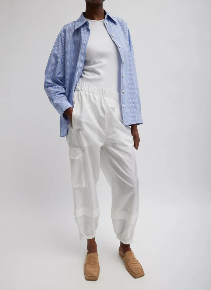 Women Pants and Shorts Tibi Crispy Nylon Wilt Pull On Jogger White