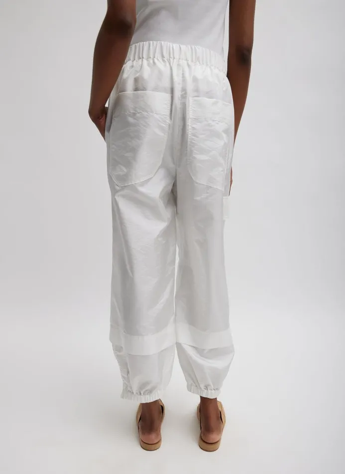 Women Pants and Shorts Tibi Crispy Nylon Wilt Pull On Jogger White