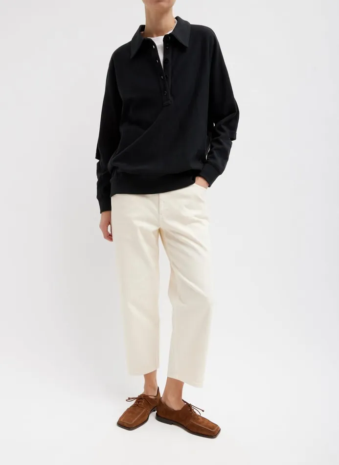 Women Pants and Shorts Tibi Garment Dyed Stretch Twill Cropped Newman Jean Ivory