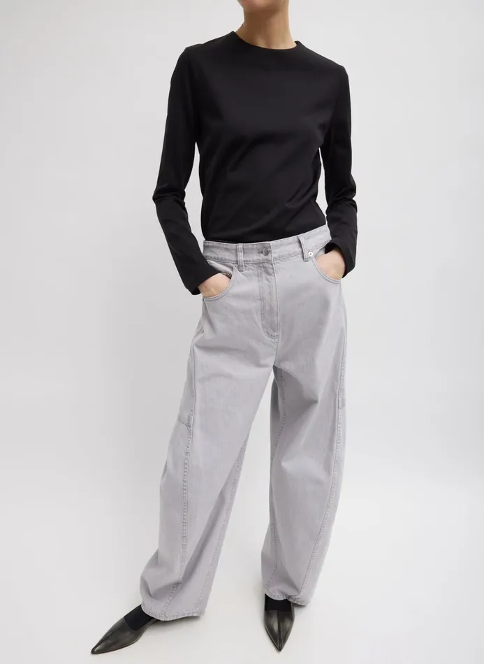 Women Pants and Shorts Tibi Grey Denim Sid Jean Grey