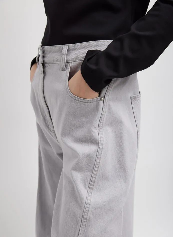 Women Pants and Shorts Tibi Grey Denim Sid Jean Grey