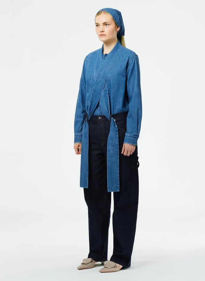 Women Pants and Shorts Tibi Indigo Denim Slouchy Carpenter Jean Dark Denim