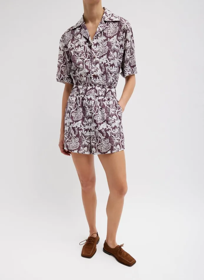 Women Pants and Shorts Tibi Recycled Nylon Batik Pull On Shorts Cinnamon Multi