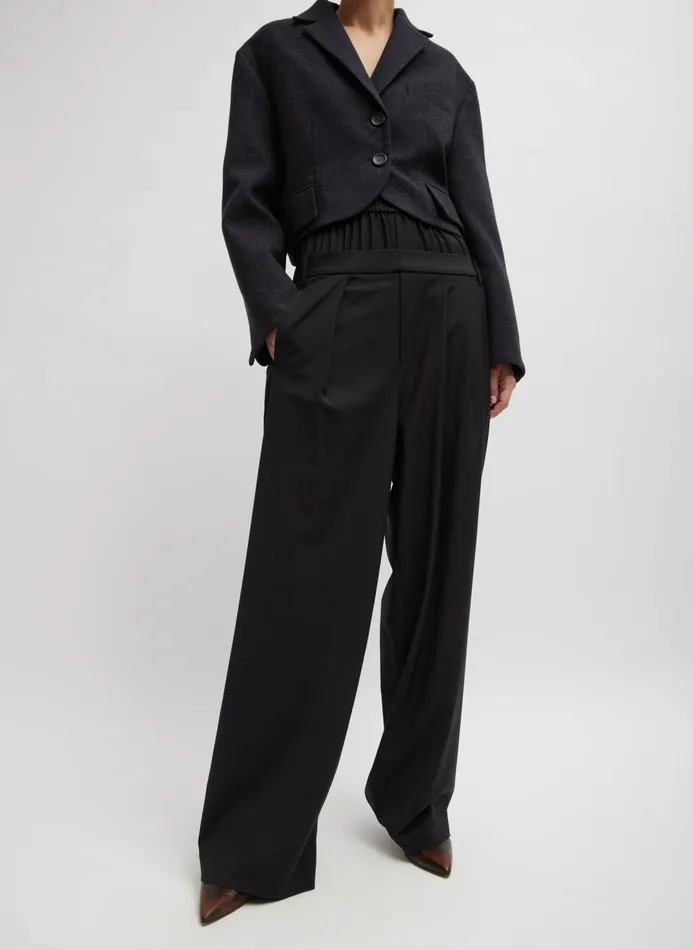 Women Pants and Shorts Tibi Recycled Tropical Wool Double Waist Boxer Trouser Black Women Pants and Shorts Tibi Recycled Tropical Wool Double Waist Boxer Trouser Black