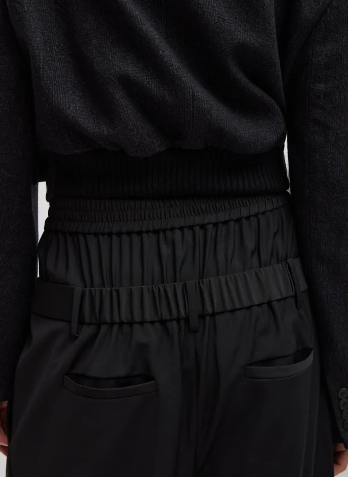Women Pants and Shorts Tibi Recycled Tropical Wool Double Waist Boxer Trouser Black
