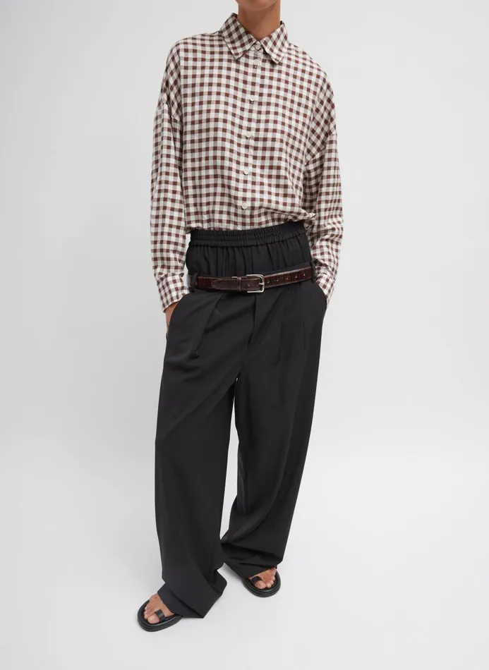 Women Pants and Shorts Tibi Recycled Tropical Wool Double Waist Boxer Trouser Black