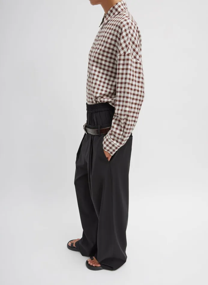 Women Pants and Shorts Tibi Recycled Tropical Wool Double Waist Boxer Trouser Black