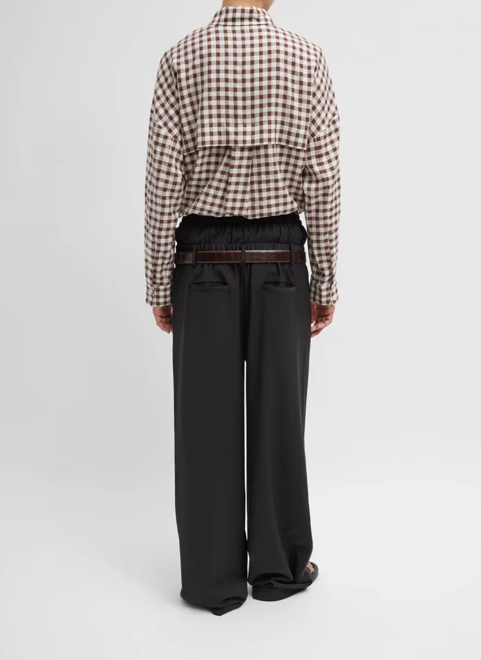 Women Pants and Shorts Tibi Recycled Tropical Wool Double Waist Boxer Trouser Black