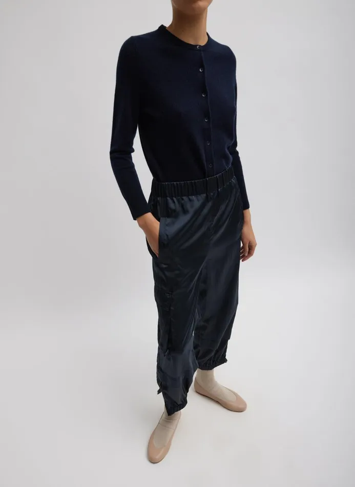 Women Pants and Shorts Tibi Shiny Nylon Pull On Wilt Jogger Navy