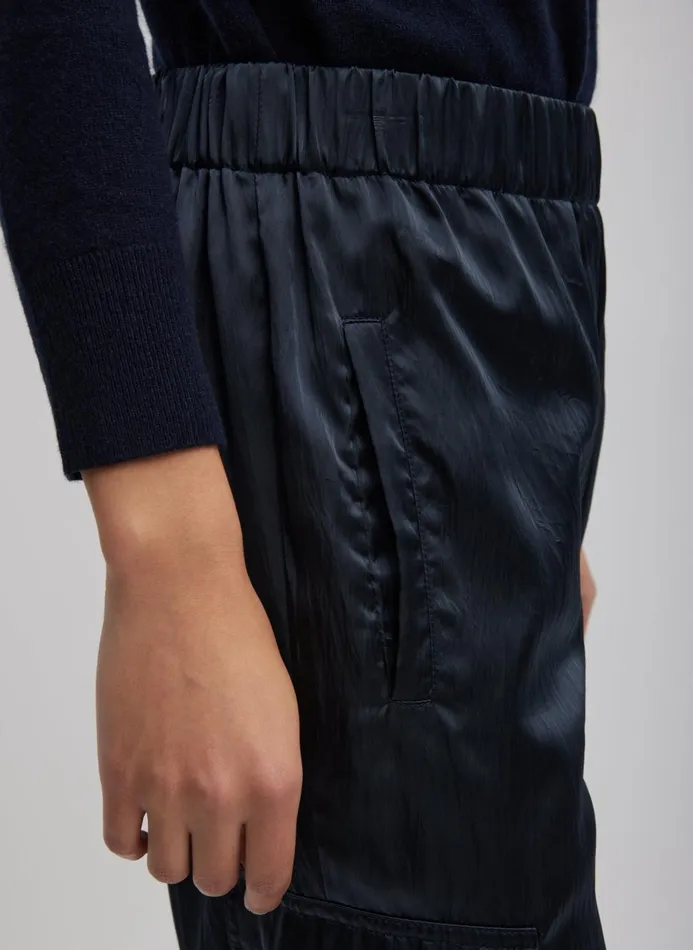Women Pants and Shorts Tibi Shiny Nylon Pull On Wilt Jogger Navy