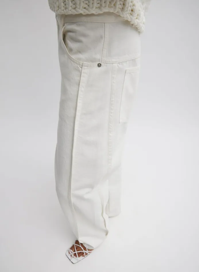 Women Pants and Shorts Tibi Spring Denim Tuck Jean White