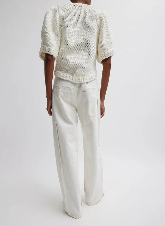 Women Pants and Shorts Tibi Spring Denim Tuck Jean White