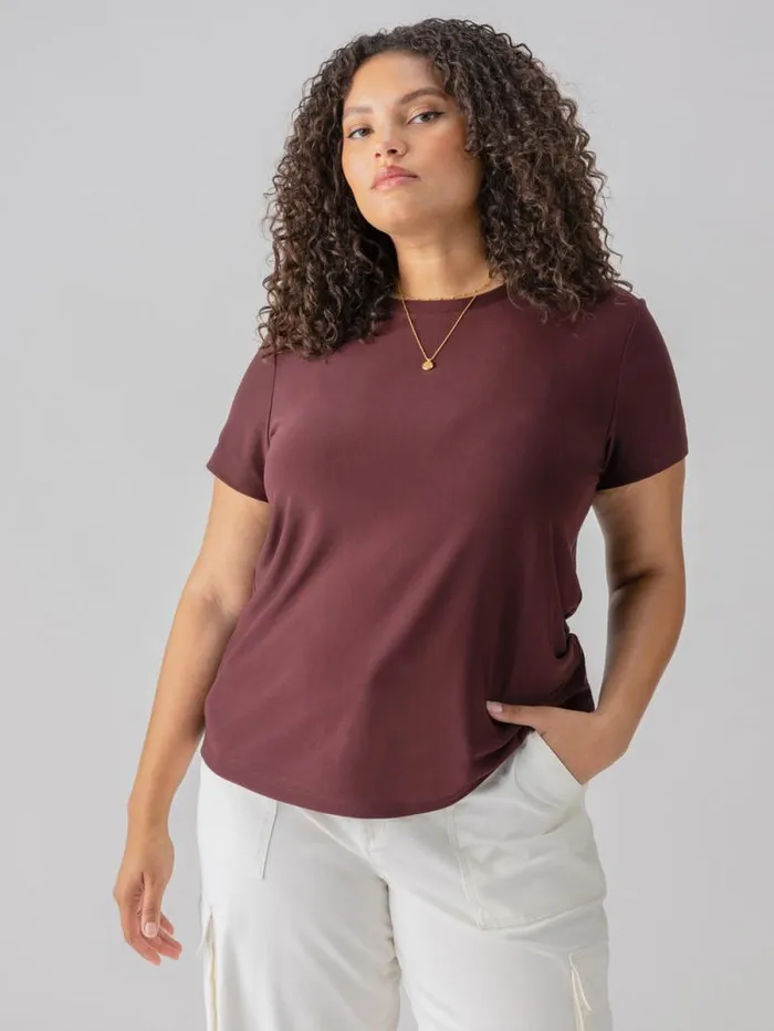 Women Perfect Mesh Tee Dark Cherry Inclusive Collection Sanctuary Clothing Tees and Tops