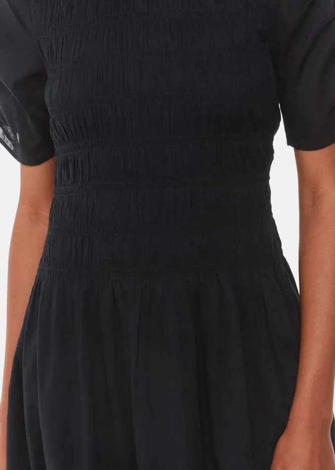 Women Petite Dresses and Jumpsuits Whistles Black Petite Avery Smocked Dress