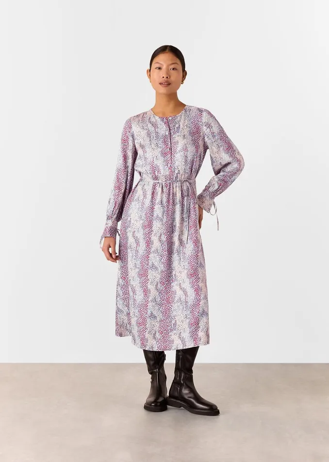 Women Petite Dresses and Jumpsuits Whistles Multicolour Petite Mottled Snake Print Midi Dress