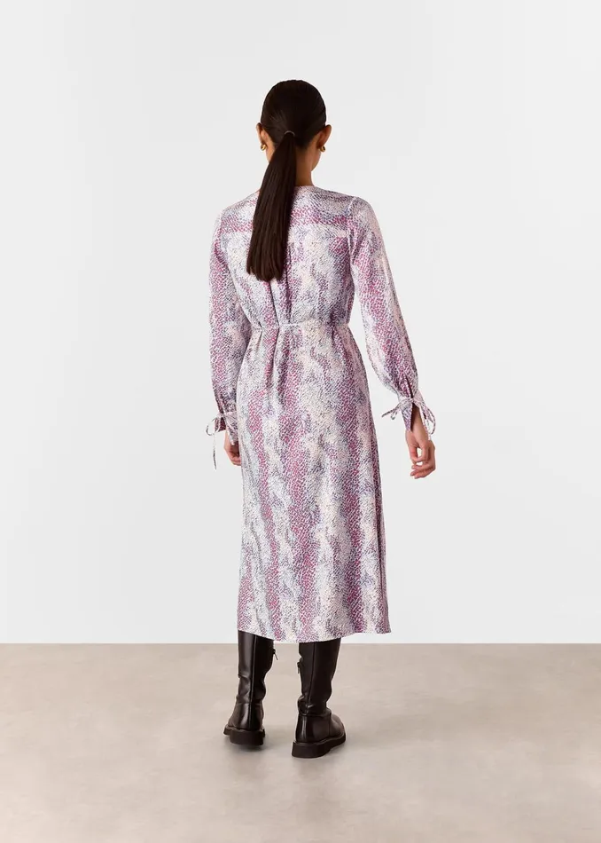 Women Petite Dresses and Jumpsuits Whistles Multicolour Petite Mottled Snake Print Midi Dress
